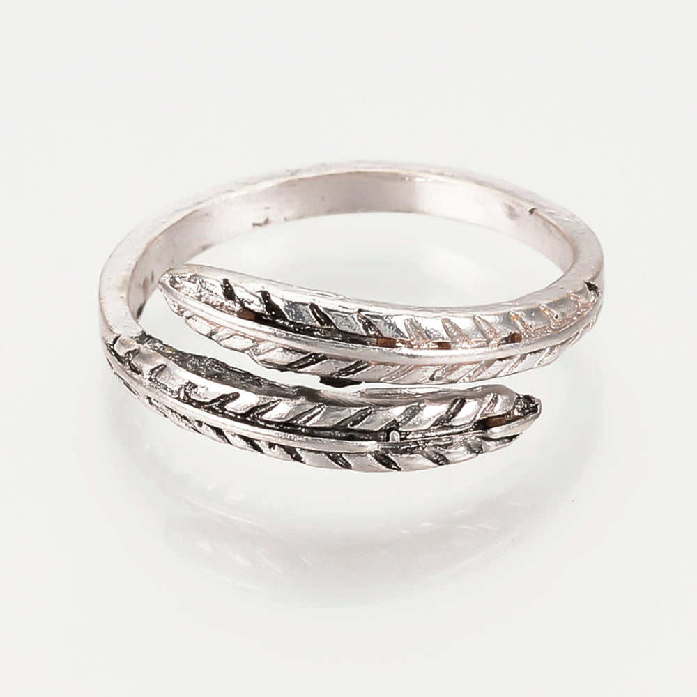 Adjustable Alloy Angel Feather Ring