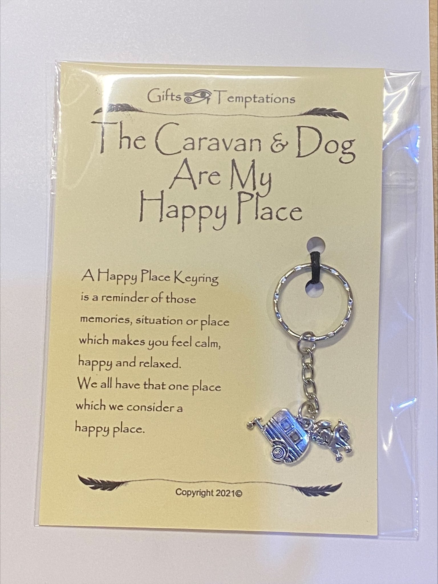 The Caravan and Dog Happy Place Keyring