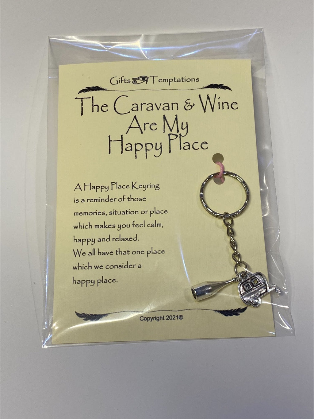 The Caravan and Wine Happy Place Keyring
