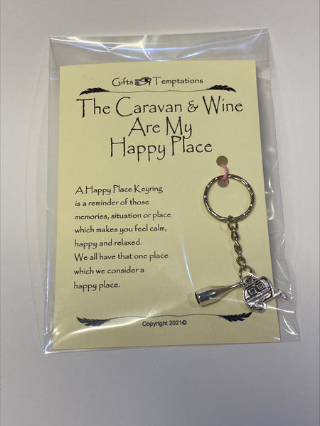 The Caravan and Wine Happy Place Keyring