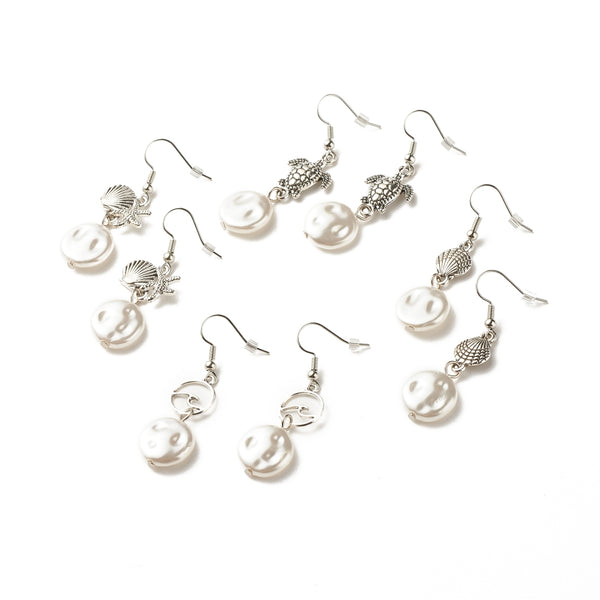 Imitation Flat Pearl Dangle Earrings Evening Wear