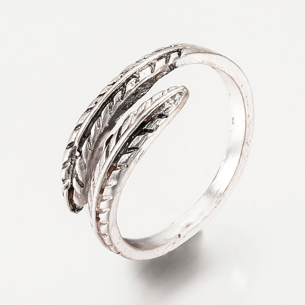Adjustable Alloy Angel Feather Ring