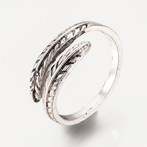Adjustable Alloy Angel Feather Ring