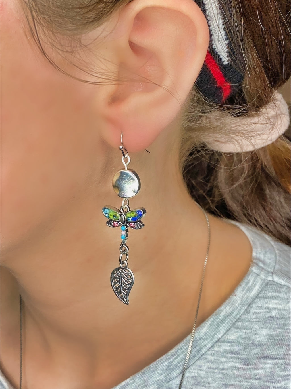 Colourful Dragon Fly With Leaf Drop Earrings for Women, Girlfriends, Wives, Sisters