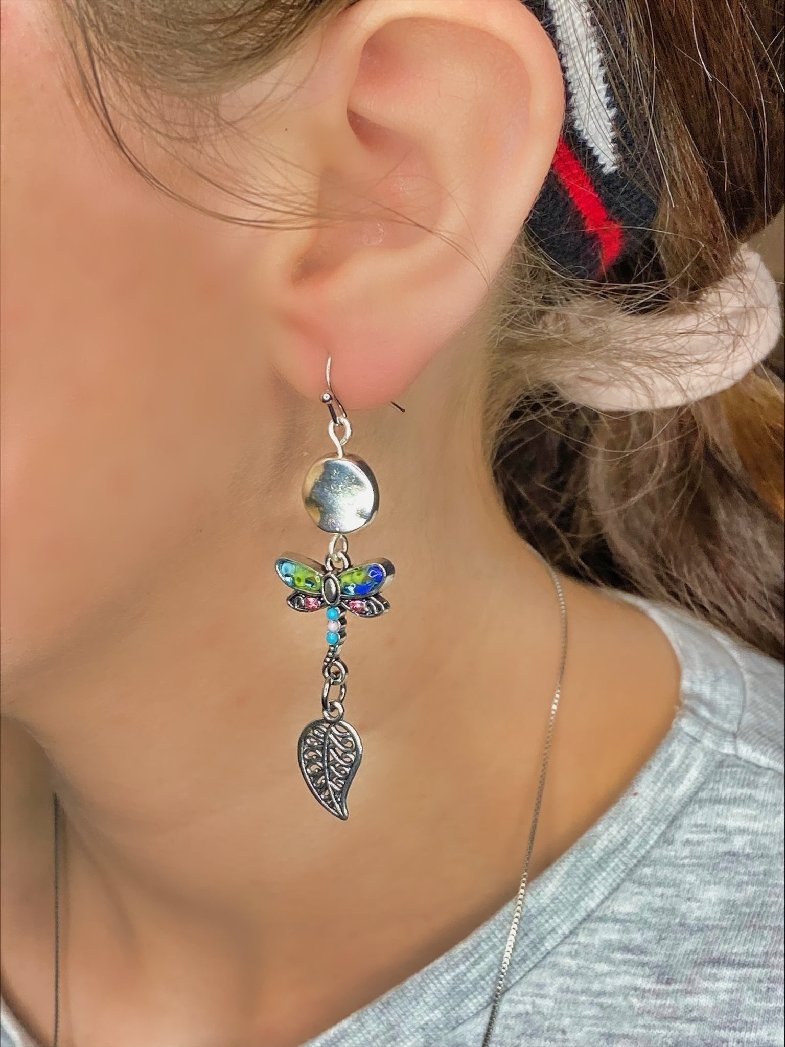 Colourful Dragon Fly With Leaf Drop Earrings for Women, Girlfriends, Wives, Sisters