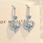 Luxury Double Heart Ocean Dangle Earrings Wife Girlfriend Fiance Gift