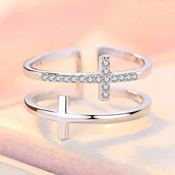 Double Cross Adjustable Ring