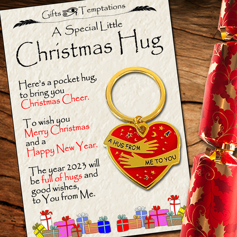 Special Christmas Pocket Hug from Me to You Keyring, Letterbox Gift