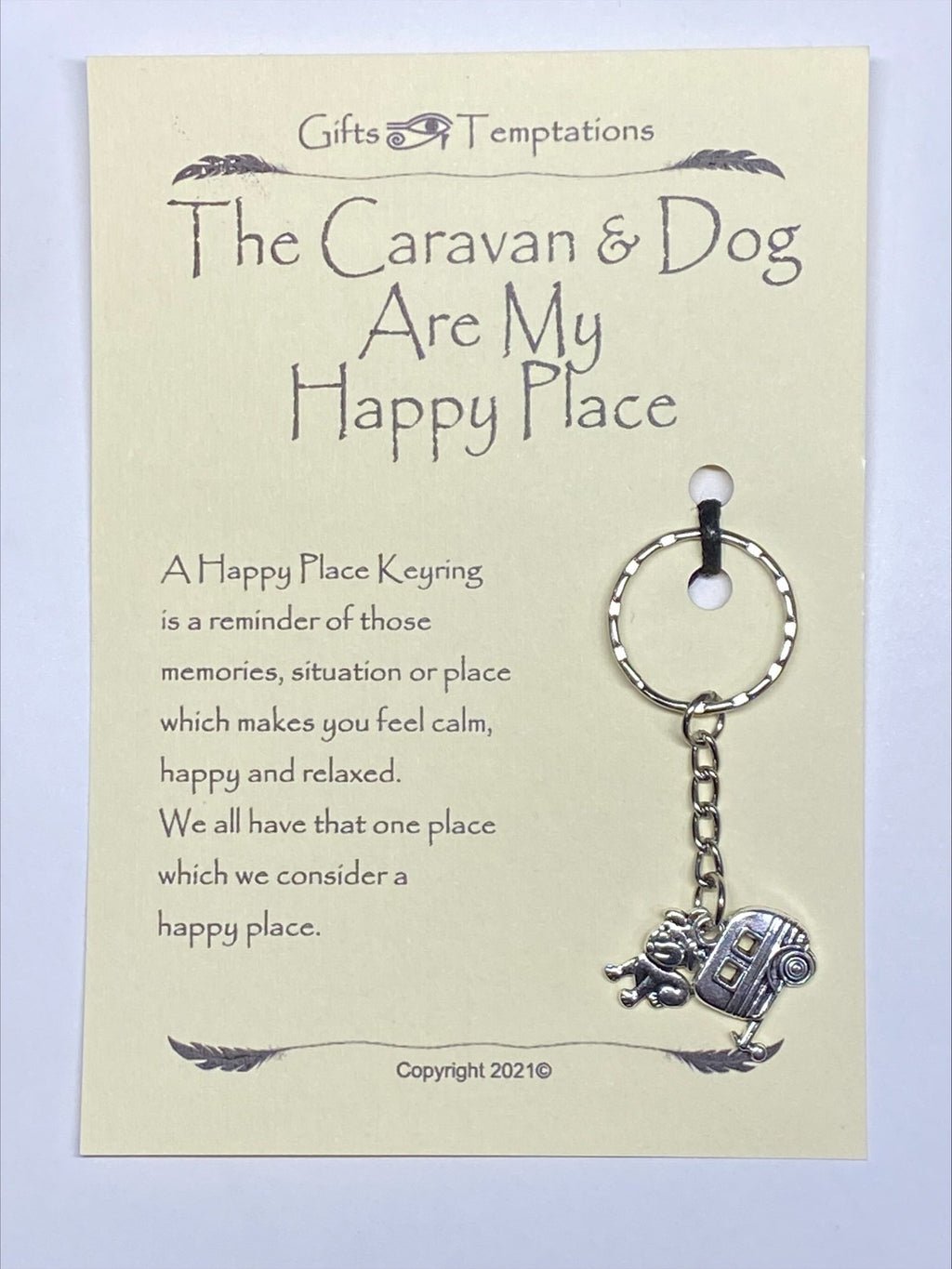 The Caravan and Dog Happy Place Keyring