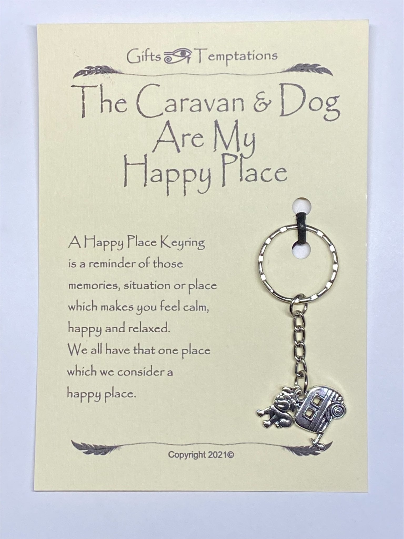 The Caravan and Dog Happy Place Keyring