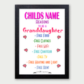 Reasons To Be A Granddaughter Gifts for Girls - Personalised Granddaughter Girl Gifts - Birthday Gifts for Girls, Granddaughter,