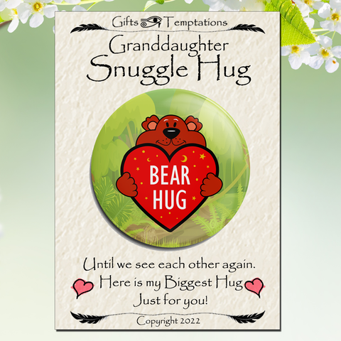 Granddaughter Snuggle Hug Badge, Letterbox Gift