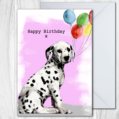 Birthday Card - Dalmatian with Balloons