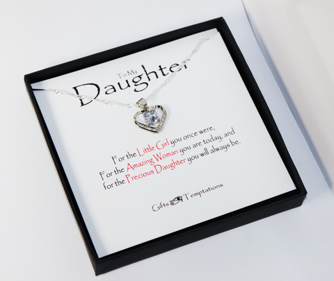 Daughter Boxed Heart Message Necklace