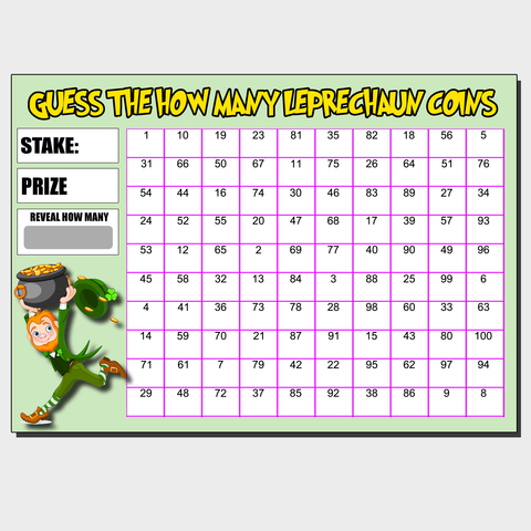 Guess How Many Leprechaun Coins Fundraising Game St Patricks Day A4