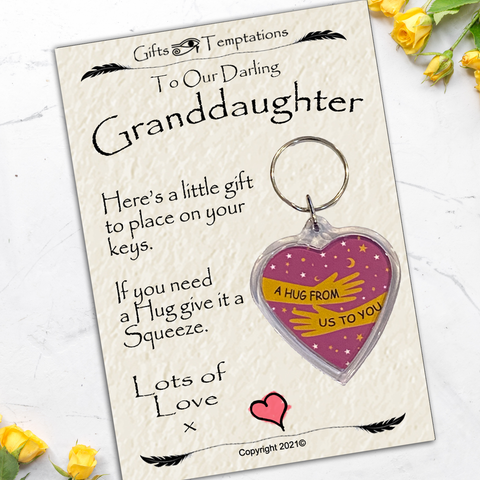 Our Darling Granddaughter Hug from Us to You Keyring