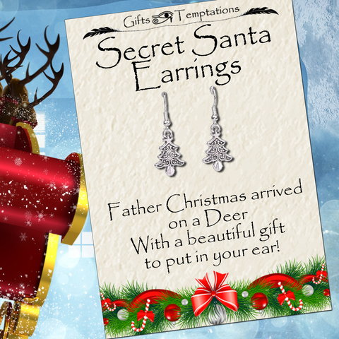 Secret Santa Gift Tree Earrings, Stocking FIller