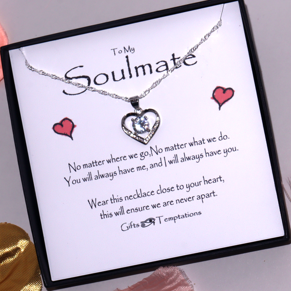 Soulmate Gift Boxed Heart Message Necklace