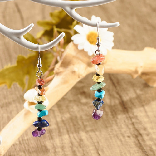 7 Chakra Long Drop Earrings for Women