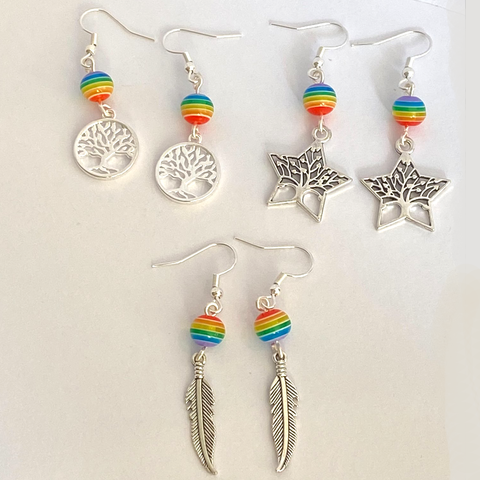 Rainbow Bead Dangle Earrings For Daughters, Sisters, Girlfriends, Mothers