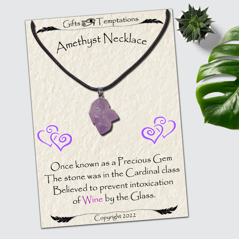 Amethyst Gemstone Necklace Pendant Natural Chakra Crystal Purple Stone