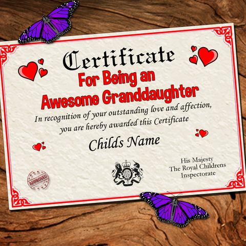 Personalised Awesome Granddaughter Certificate
