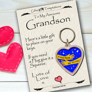 To My Grandson Hug from Me to You Keyring