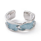 For Friends or Family Sky Blue Wave Ring
