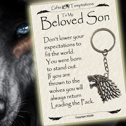 Beloved Son Powerful Wolf Keyring
