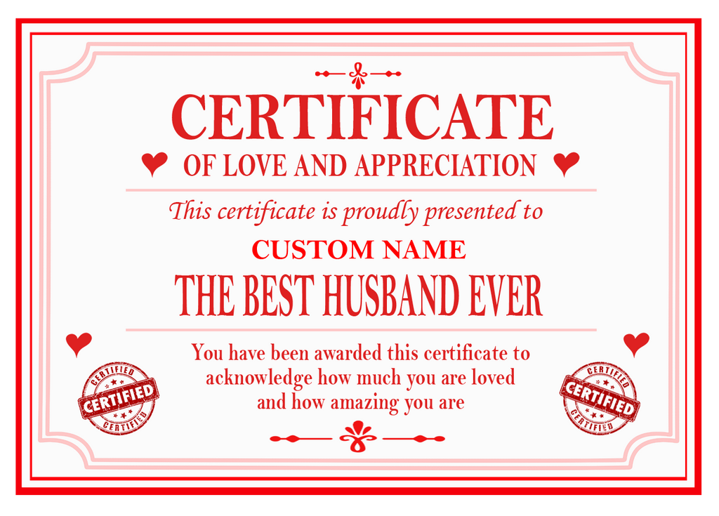 Best - Boyfriend Girlfriend Husband or Wife Certificate
