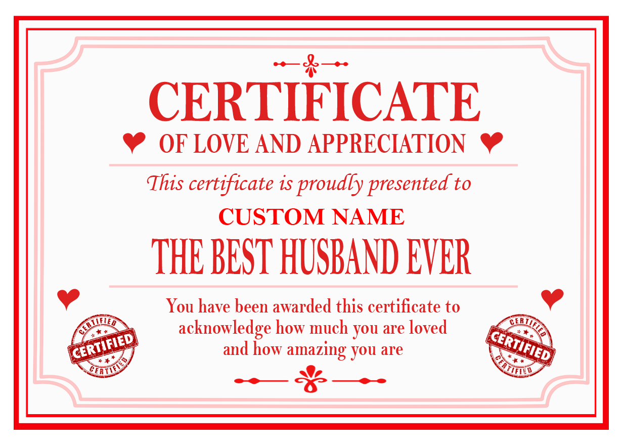 Best - Boyfriend Girlfriend Husband or Wife Certificate