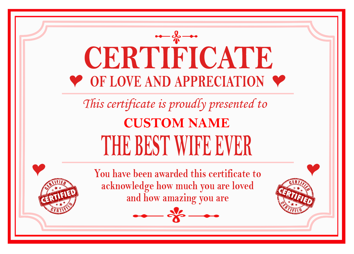 Best - Boyfriend Girlfriend Husband or Wife Certificate
