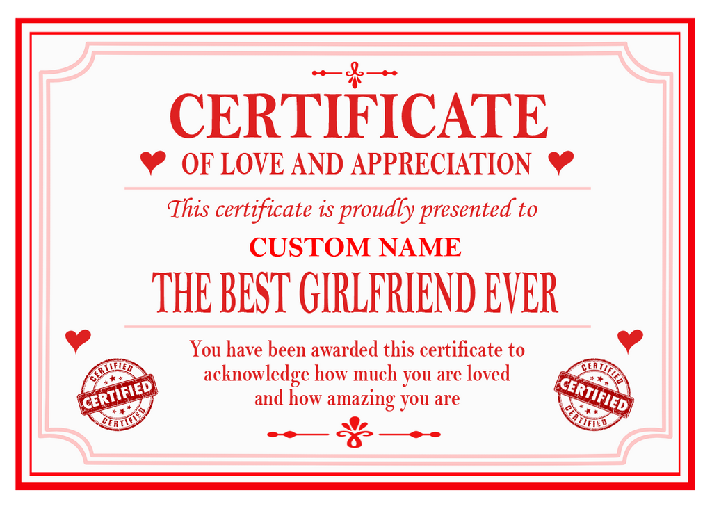 Best - Boyfriend Girlfriend Husband or Wife Certificate