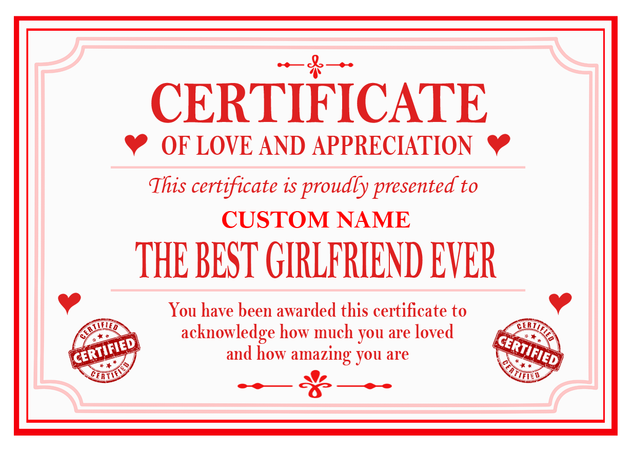 Best - Boyfriend Girlfriend Husband or Wife Certificate
