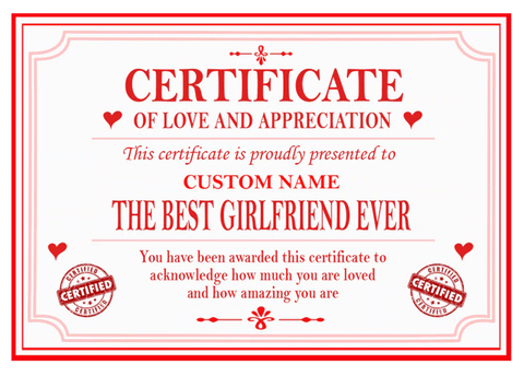 Best Brother, Sister, Girlfriend, Wife, Husband, Boyfriend Certificate