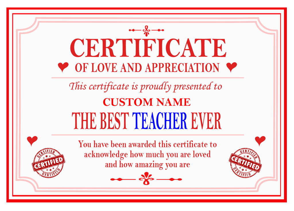 Best Teacher Certificate