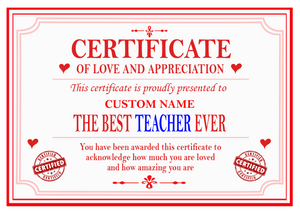 Best Teacher Certificate