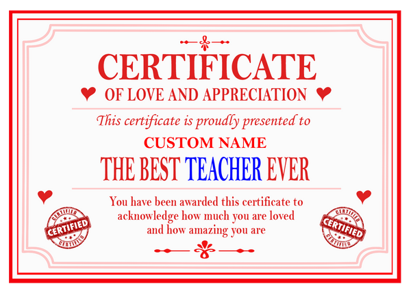 Best Teacher Certificate