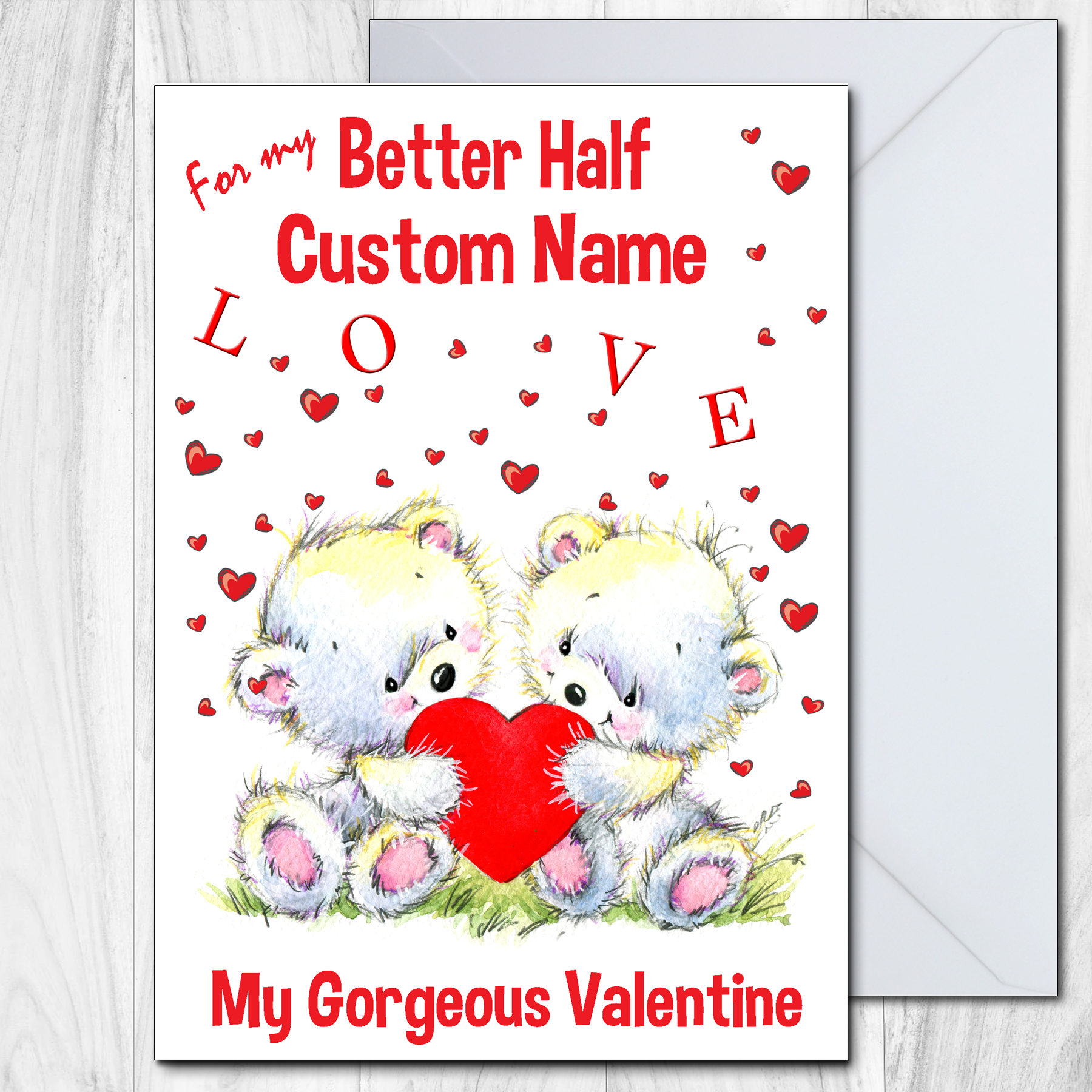 BETTER HALF VALENTINES DAY CARD PERSONALISED