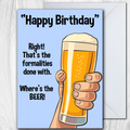 Birthday Cards Male Dad Brother Friend Uncle Grandad Beer