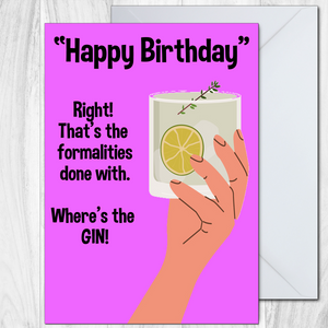 Open Birthday Cards Gin Family Friends Women Men