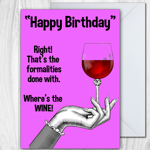 Open Birthday Cards Wine Family Friends Women Men