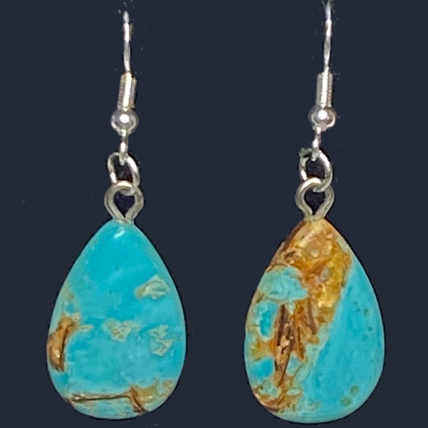 925 Silver Bronzite Natural & Synthetic Drop Earrings - One Of A Kind Blue