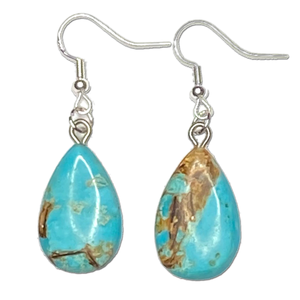 925 Silver Bronzite Natural & Synthetic Drop Earrings - One Of A Kind Blue