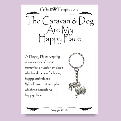 The Caravan and Dog Happy Place Keyring