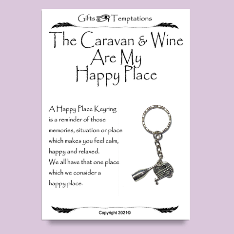 The Caravan and Wine Happy Place Keyring