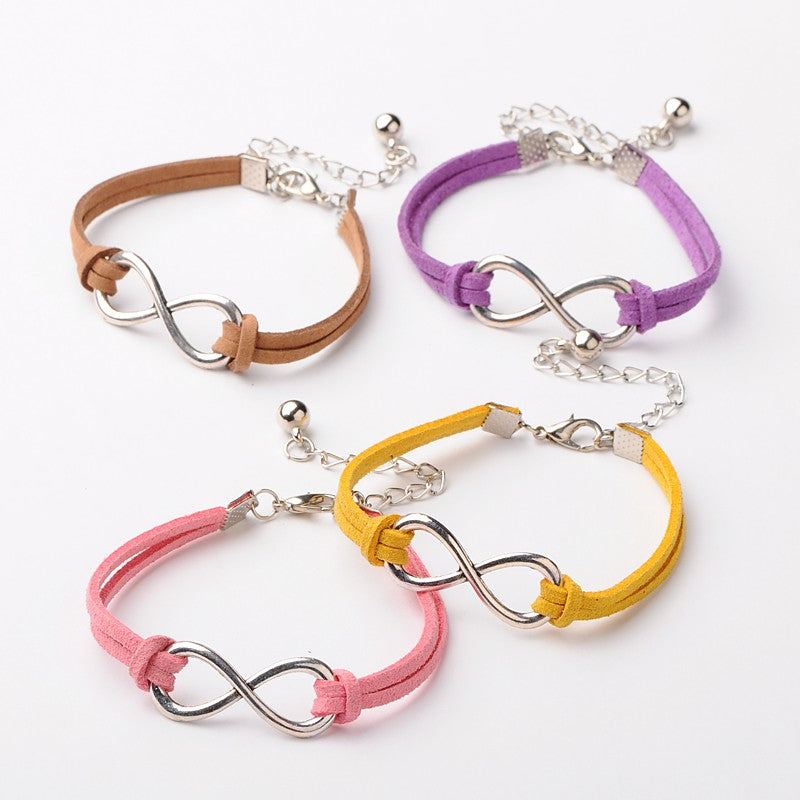 Infinity Charm Leather Bracelet for Mum, Daughter, Sister Girlfriend