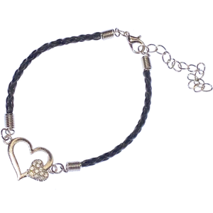 Crystal Heart Leather Bracelet for Mum, Daughter, Sister Girlfriend