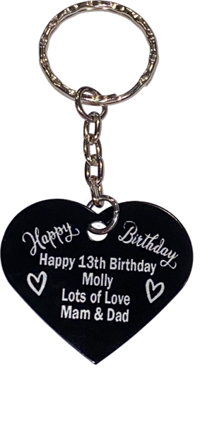 Personalised Heart Birthday Gift Message Keyring
