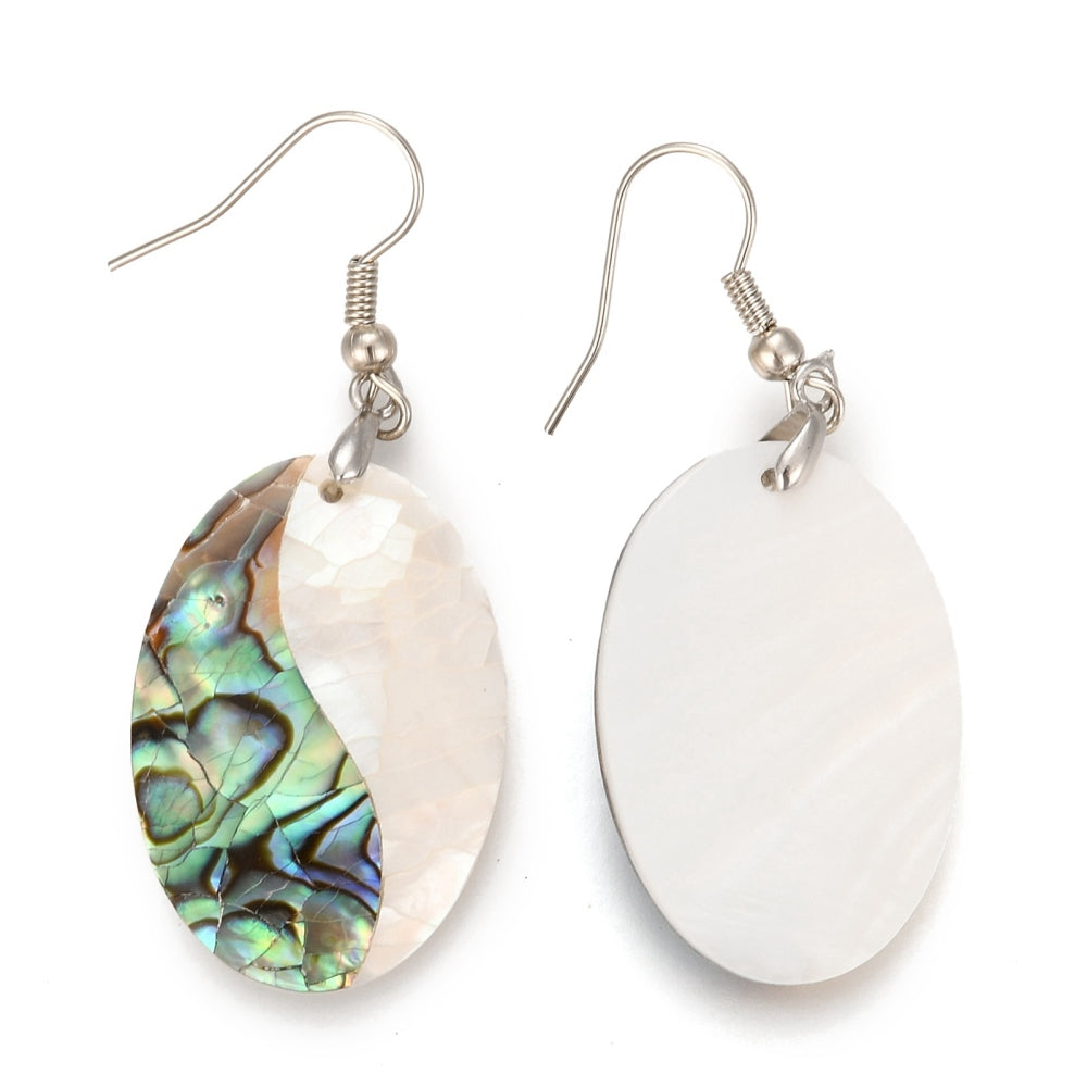 Abalone Shell Ice Drop Earrings - Oval Style